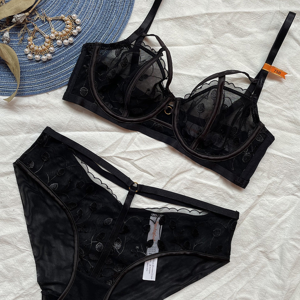 Women's Ultra-thin Lace Underwear Fashion Contrast Color Suit
