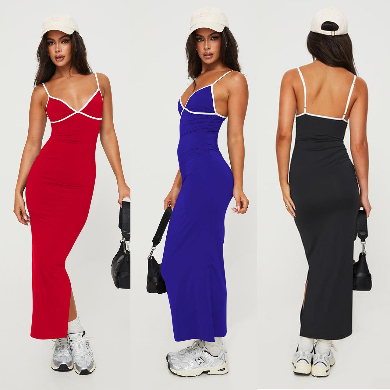 Fashionable Strappy Split Dress For Women