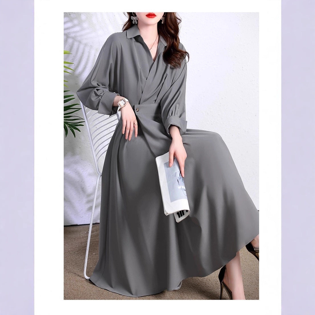 New Elegant Long Dress With A Cinched Waist For A Slimming Captivating Silhouette
