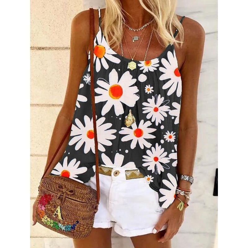 New Sling Print Small T-Shirt Fashion Top