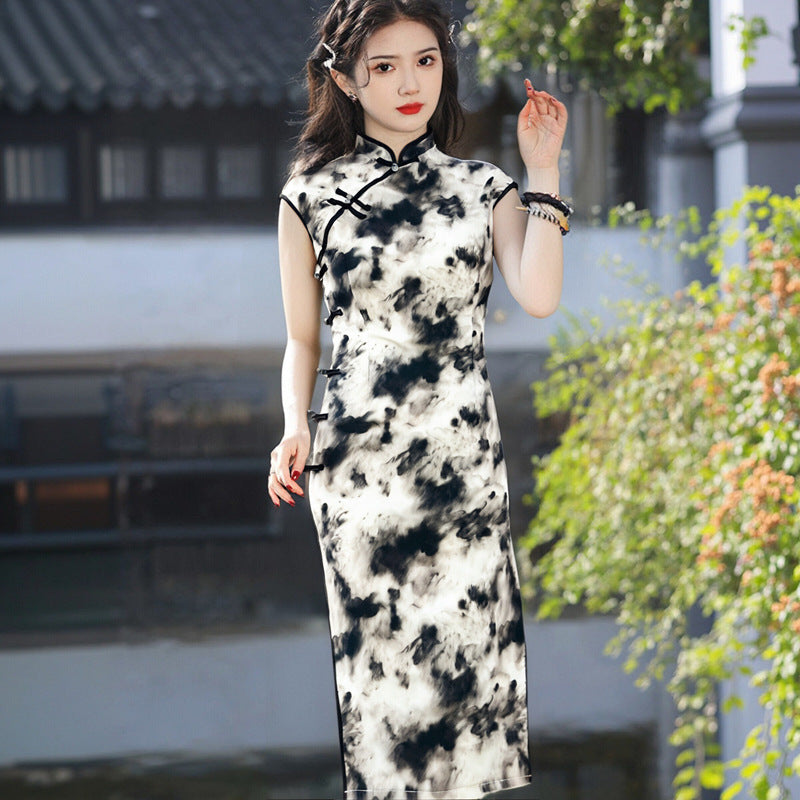 Fashionable Minimalist Chinese Style Design Slim Fit Womens Dress