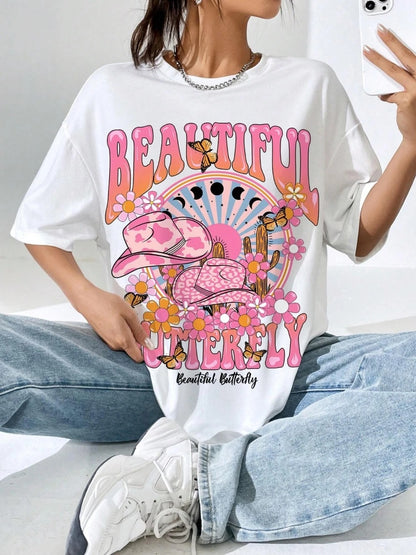 Women's World Printed T-shirt Casual Loose