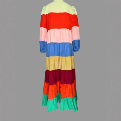 Korean-style Pleated Patchwork Color Dress