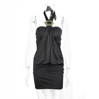 Elegant Minimalist Pleated Sheath Skirt Dress