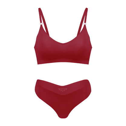 Plus Size V-neck Underwear Suit Women's No Steel Ring Seamless
