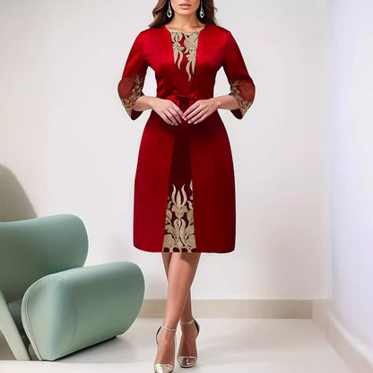 Womens Plus-Size Lace Patchwork Dress