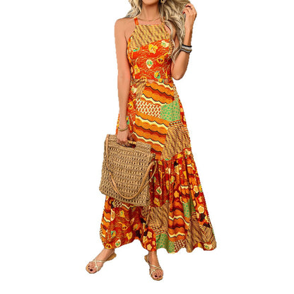 Comfortable And Stylish Bohemian-print Slip Maxi Dress