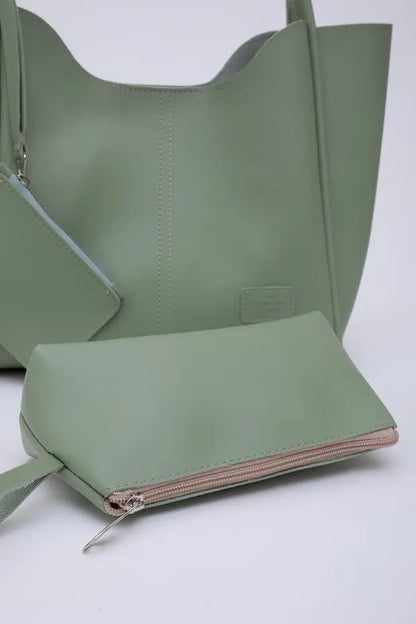 Mint Green Faux Leather Hand And Shoulder Bag