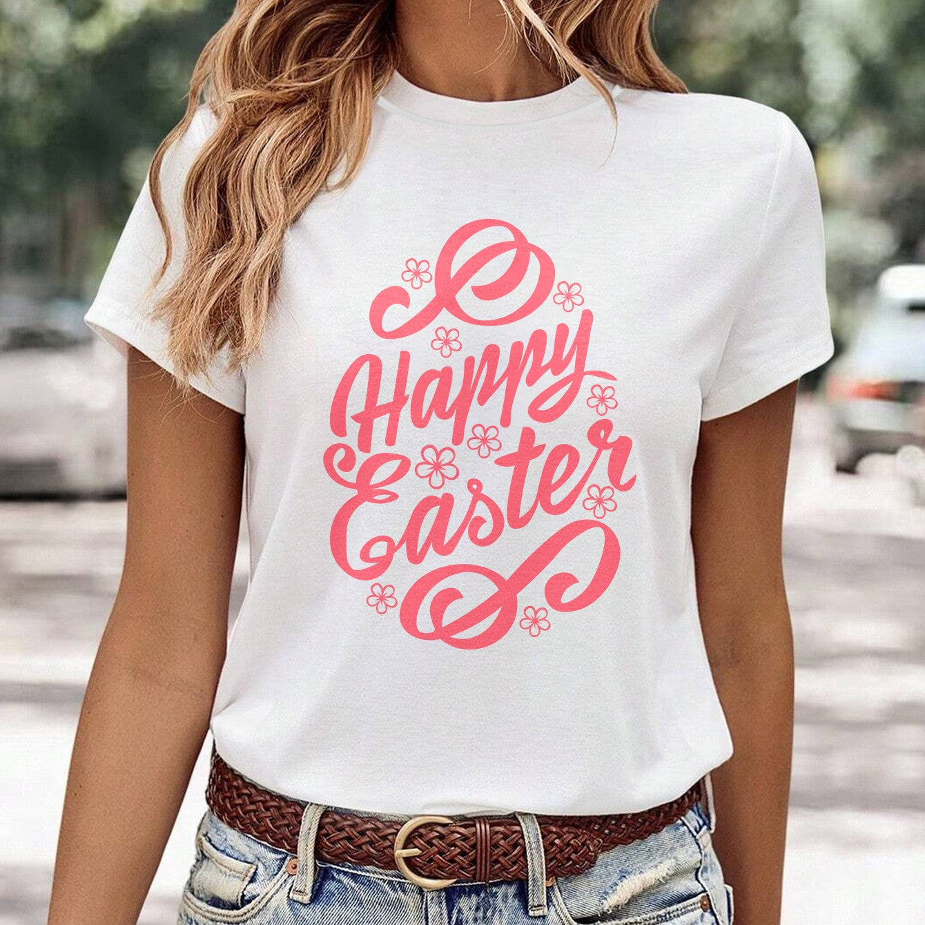Women's Minimalist Printed Casual Round Neck Short Sleeved Shirt