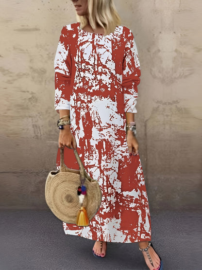 Arrival Long Crew-Neck  Printed Long-Sleeve Womens Dress