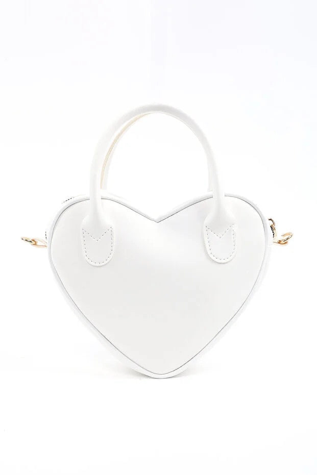 White Heart Faux Leather Bag