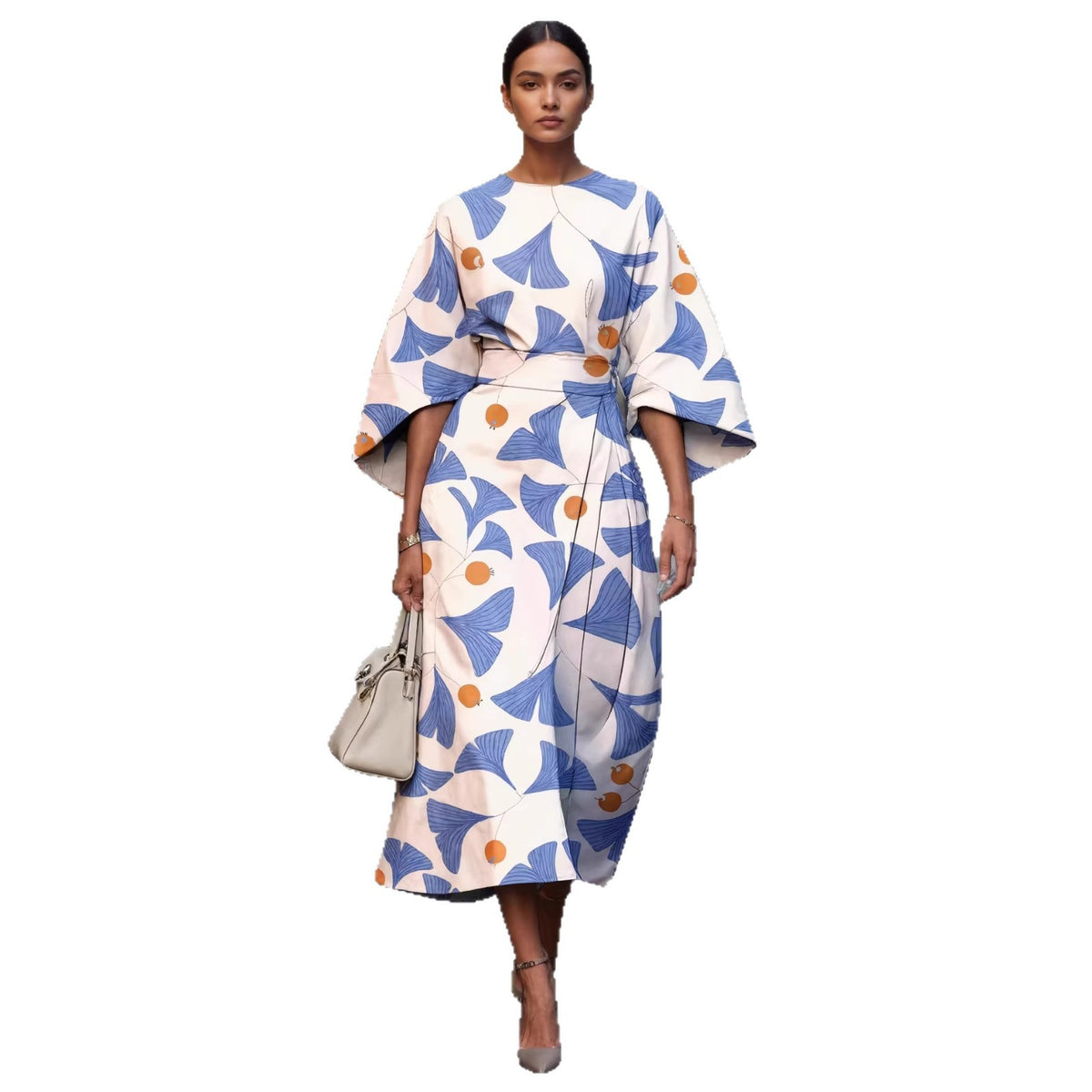 Bohemian-style Fashion Print Waist-cinching Womens Dress