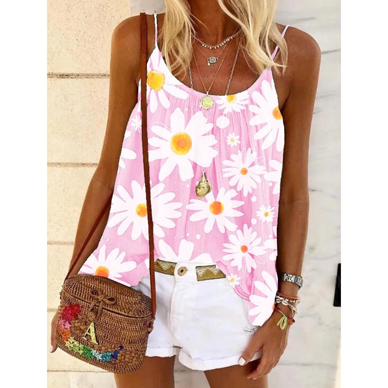 New Sling Print Small T-Shirt Fashion Top