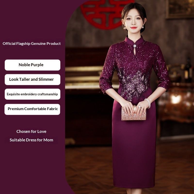 Mom-in-law Outfit Slimming Formal Dress For Weddings And Welcoming Guests