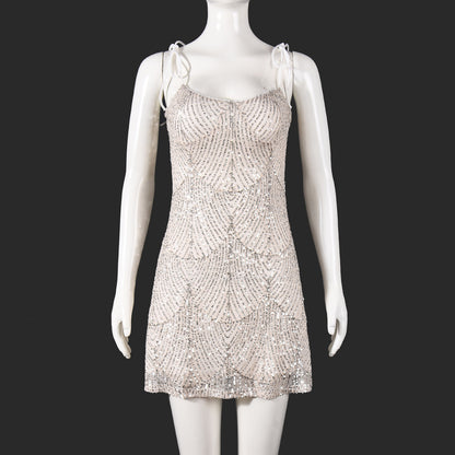 Double-layer Beaded, Stretchy, Body-hugging Slip Dress