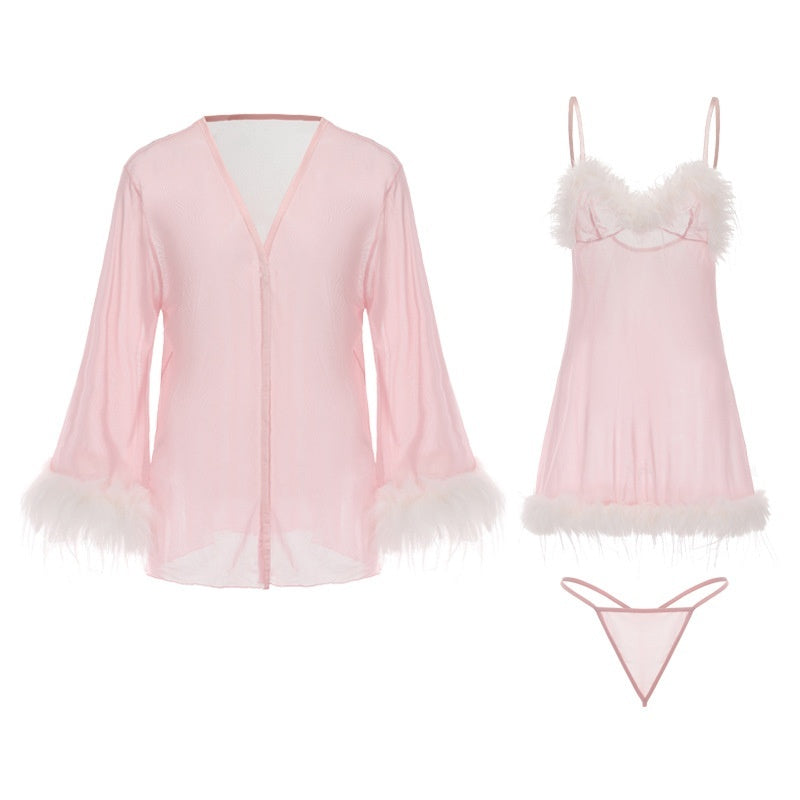 Summer Women's Sexy Underwear Pure Desire See-through Light Yarn Seduction Braces Nightdress