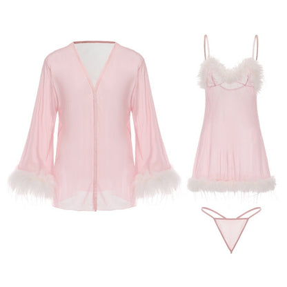 Summer Women's Sexy Underwear Pure Desire See-through Light Yarn Seduction Braces Nightdress
