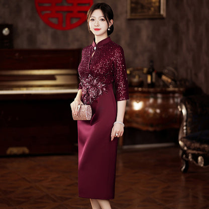 Mom-in-law Outfit Slimming Formal Dress For Weddings And Welcoming Guests