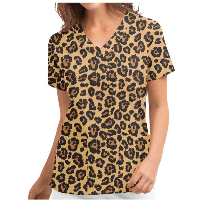 Christmas Women's Short-sleeved V-neck Protective Clothing Nursing Gown Top