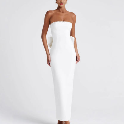 Elegant High-end Womens Solid-color Sleeveless Tube Dress