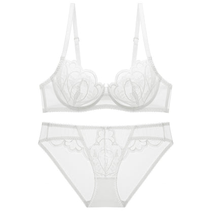 Lace Underwear Ultra-thin Breathable Big Breast Show Small Suit