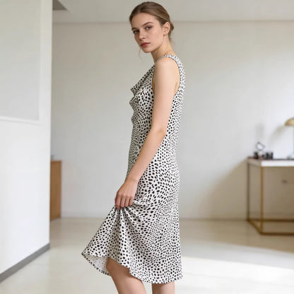 Leopard Print V-neck Sleeveless Printed Dress
