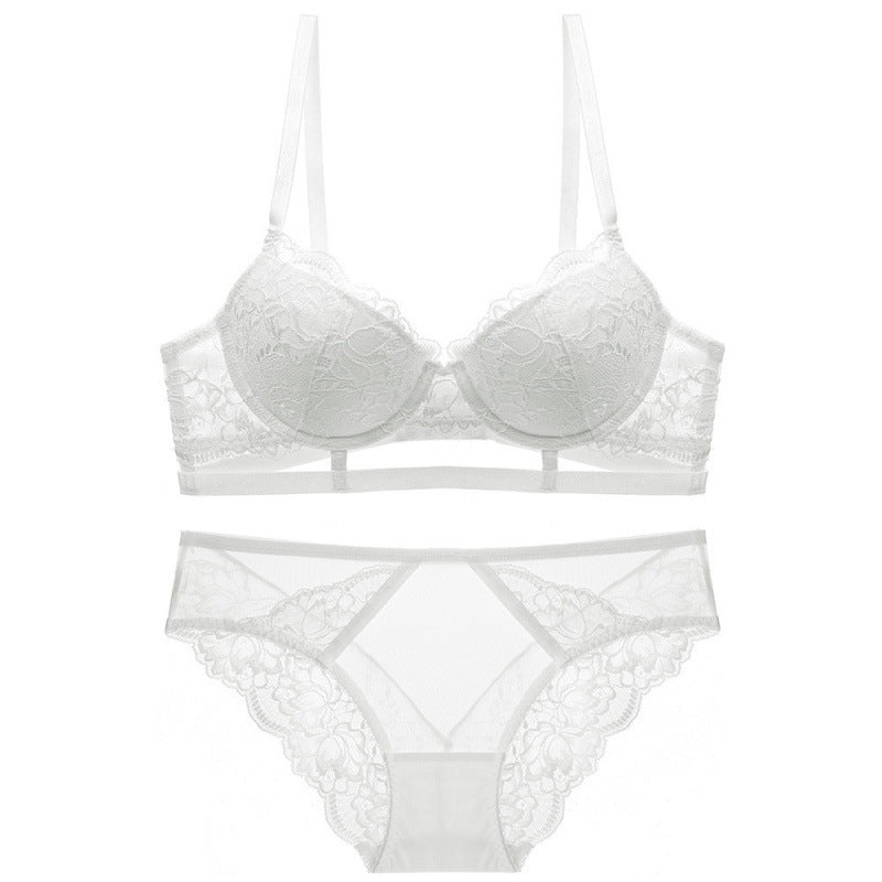 European And American Lace Underwear Women's Gather Bandage Bra Set