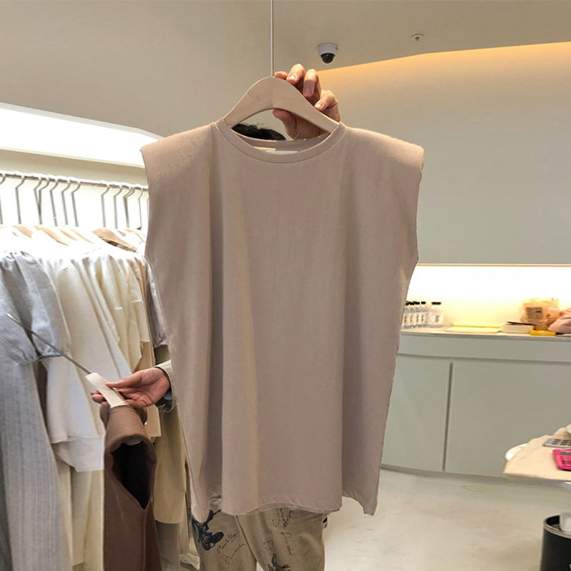 Fashion Black Vest T-shirt Top Outer Wear Ins