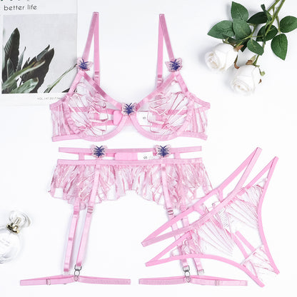 Butterfly Patch Underwear Three-piece Set