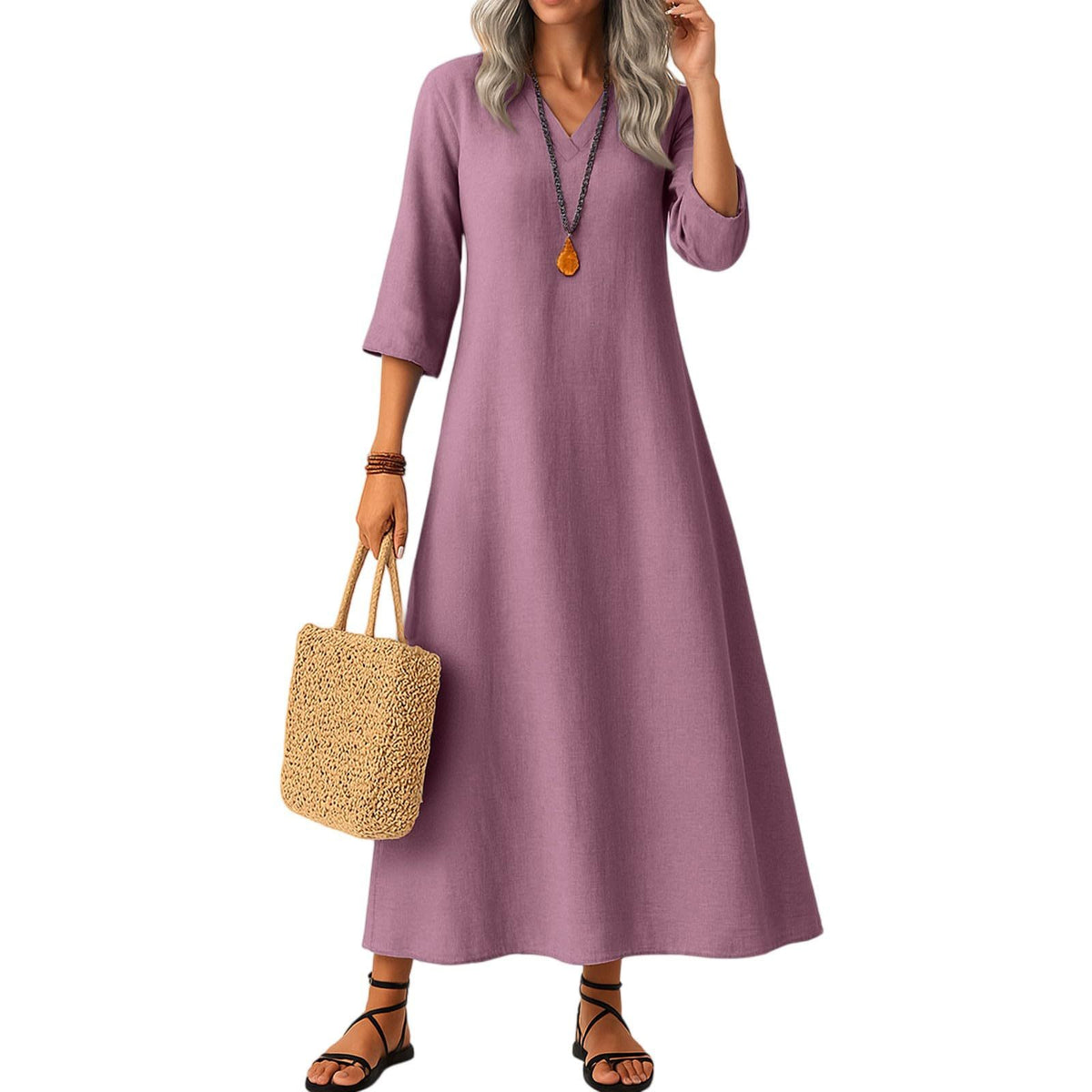 Slimming Cotton Mid-length Dress Versatile And Easy To Style