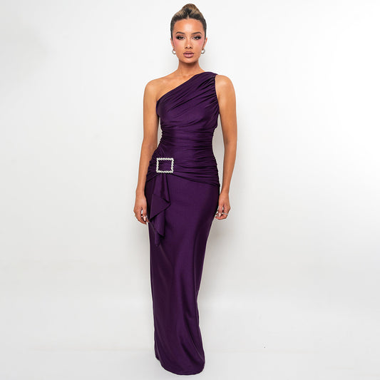 Sexy Sassy One-shoulder Pleated Bodycon Dress