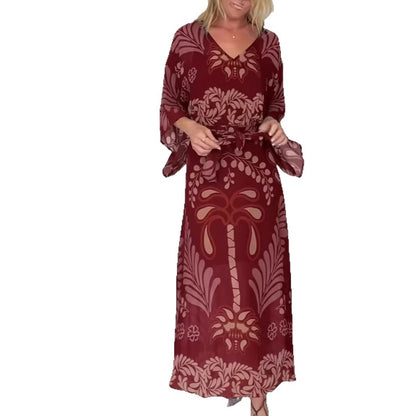 Lace-up Ethnic Bohemian Chiffon Dress