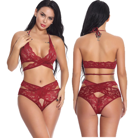 European And American Lace Mesh Underwear Set