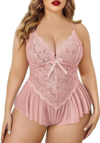 Lace Sleeveless Jumpsuit Underwear Deep V Pajamas