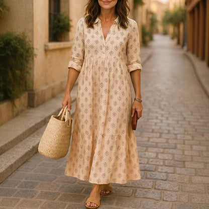 Womens Long Digital-Print Shirt Dress