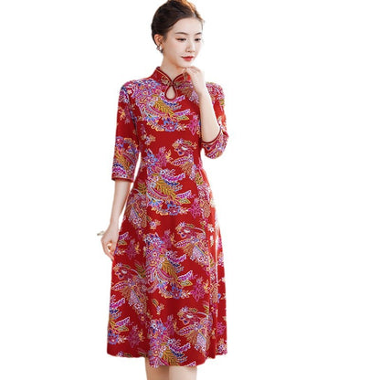 Moms SpringSummer Chinese-style Qipao Dress