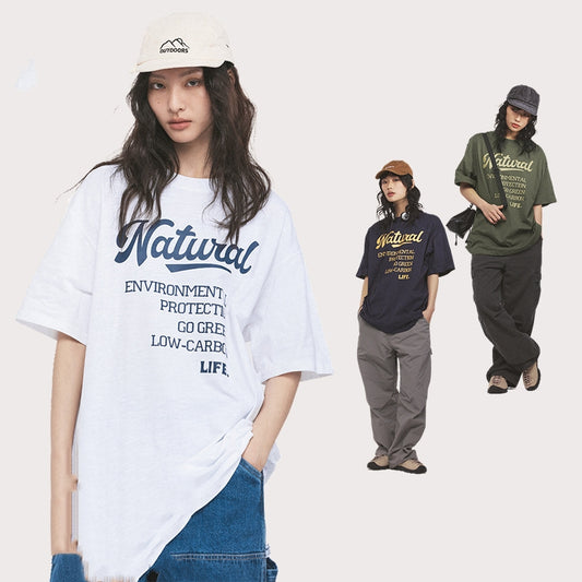 Letter Printed T-shirt Top Loose Couple