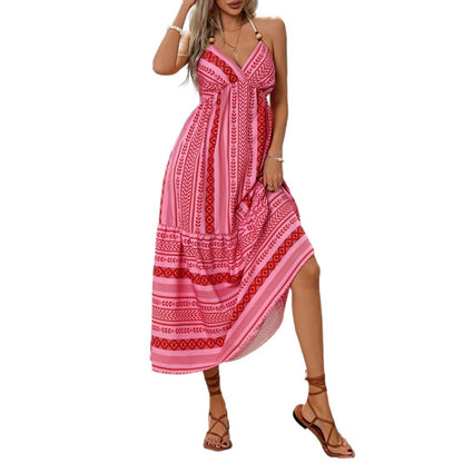 Womens Bohemian Ethnic-Style Printed Casual Dress