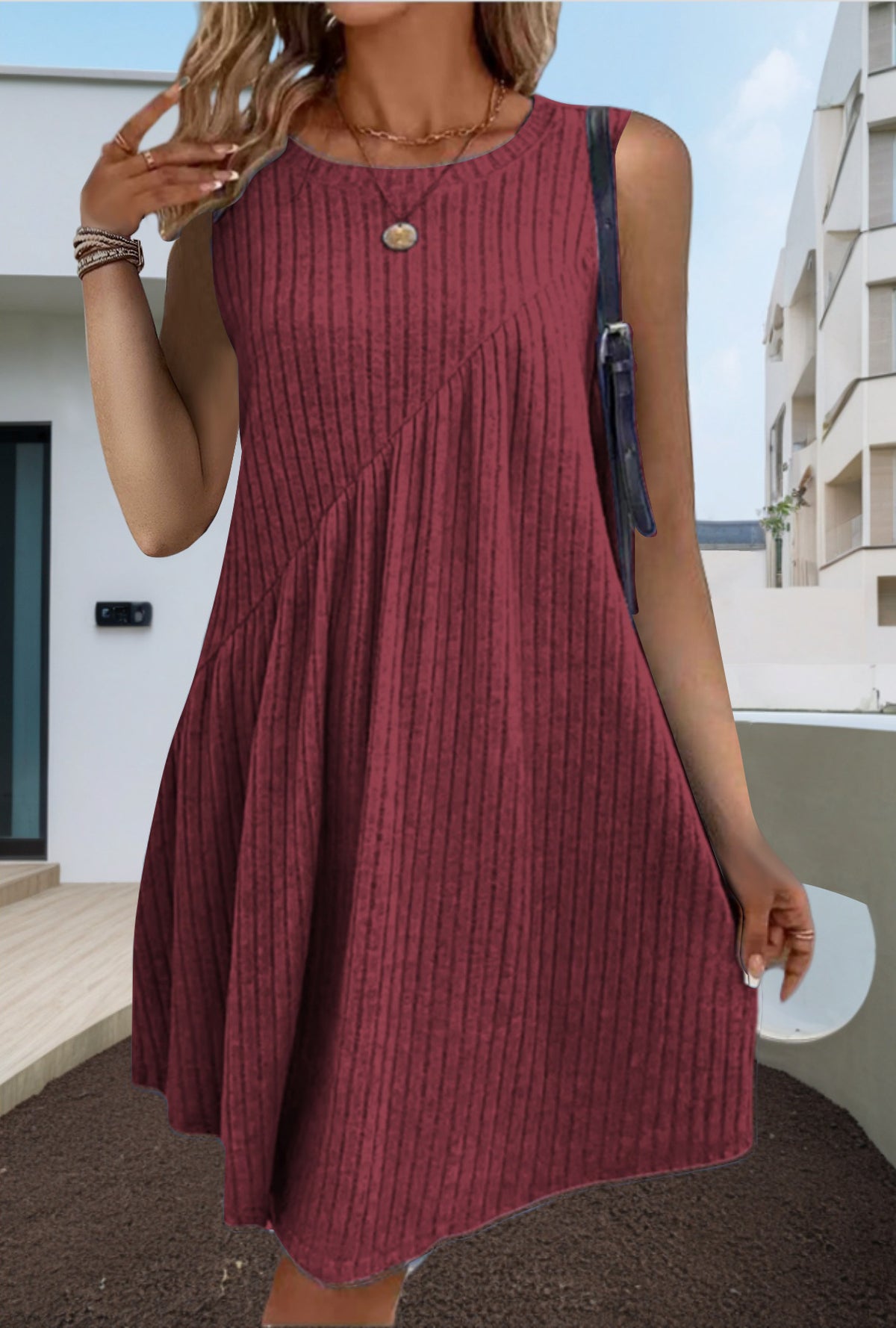 Irregularly Brushed Solid-Color Sleeveless Jumpsuit For Women