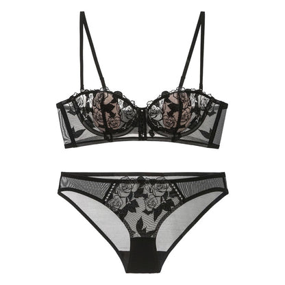 French Lace Flower Embroidered Underwear Soft Steel Ring