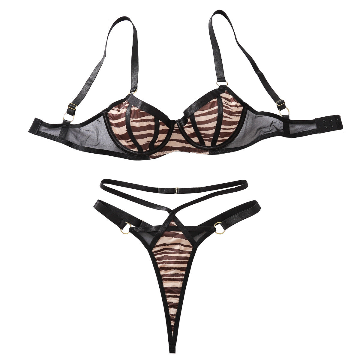 Ultra-thin Printed Mesh Underwear Two-piece