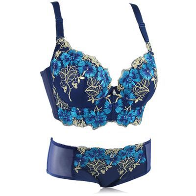 European And American Thin Embroidery Bra Set Girls Push Up Adjustable Underwear With Steel Ring