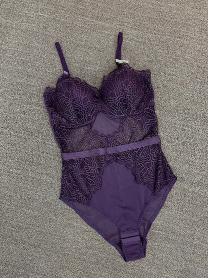 Gathering micro body shaping one piece dress belt bra lace women's underwear set