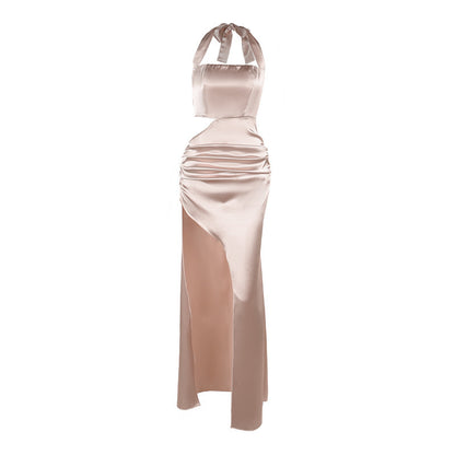Sexy Halterneck Hollow-Out Slit Evening Dress
