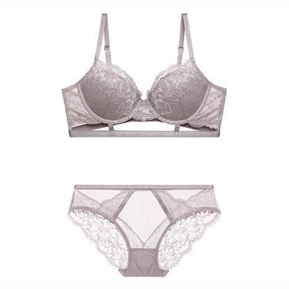 European And American Lace Underwear Women's Gather Bandage Bra Set