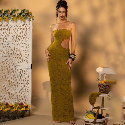 Womens Stylish Hollowed-out Slit Tube Dress