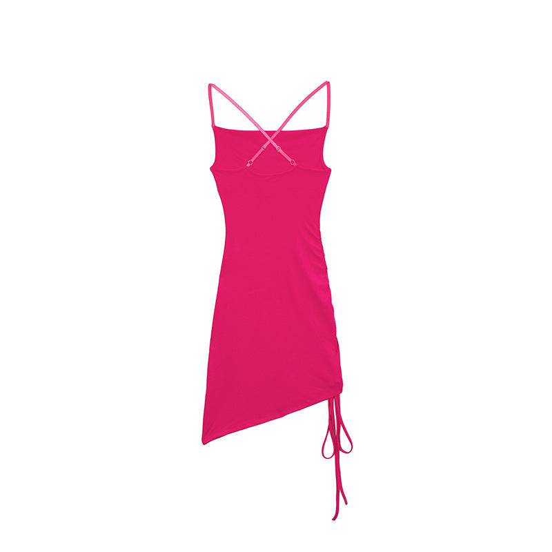 Womens Ruched Irregular Party Sexy Bodycon Dress