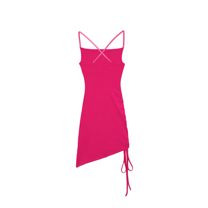 Womens Ruched Irregular Party Sexy Bodycon Dress