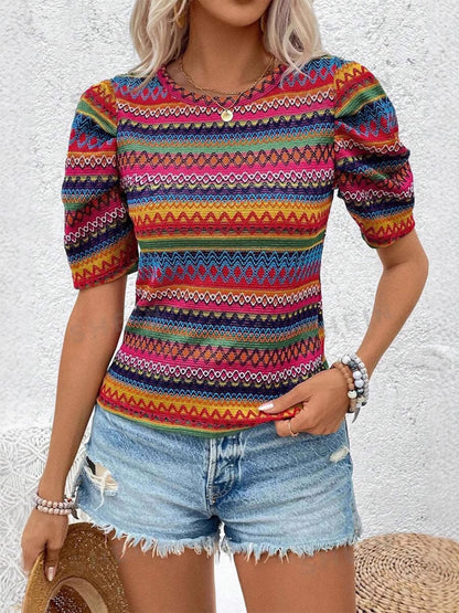 Casual Round Neck Knitted Bohemian Women's Top