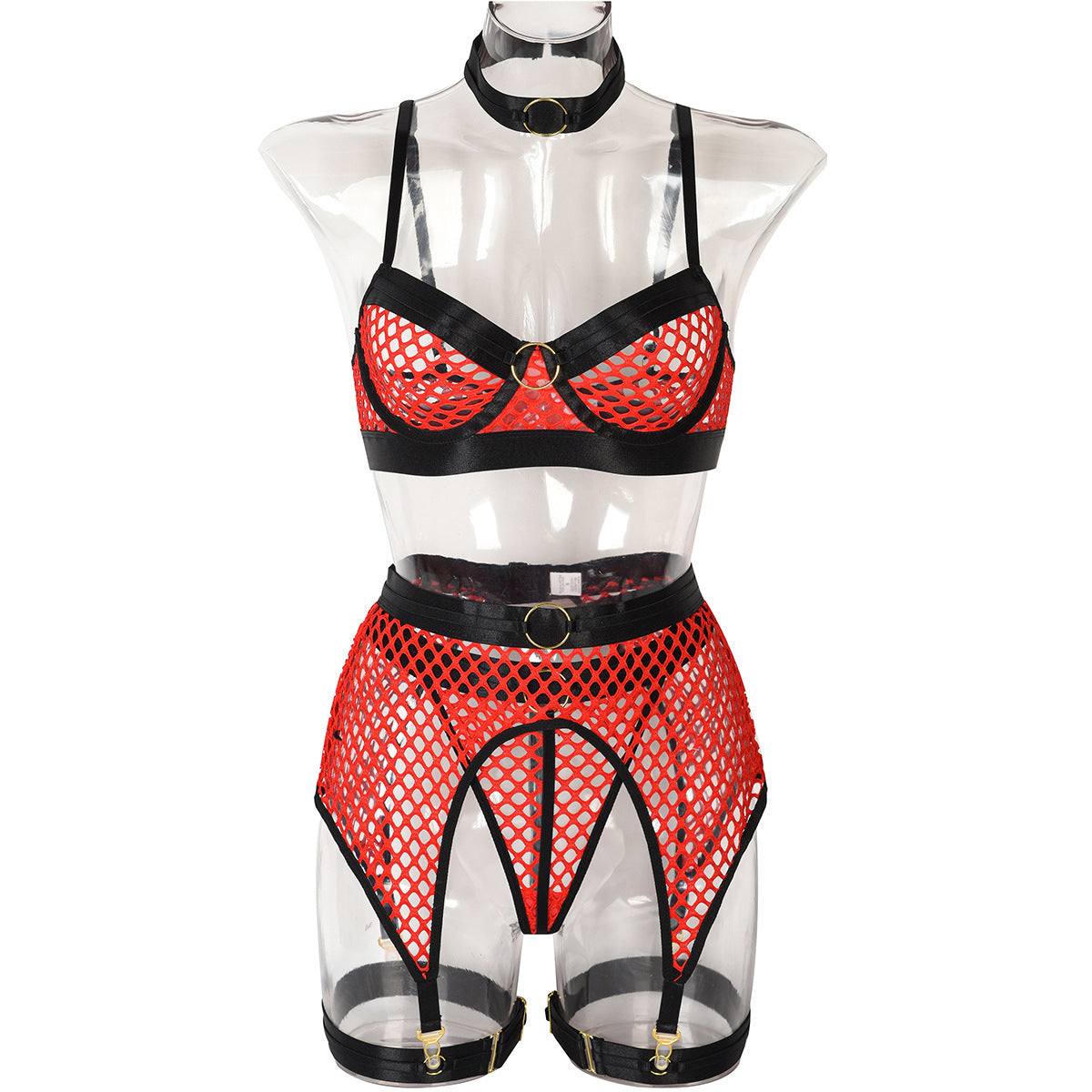 Large Mesh Stitching With Steel Ring Halter Classic Underwear